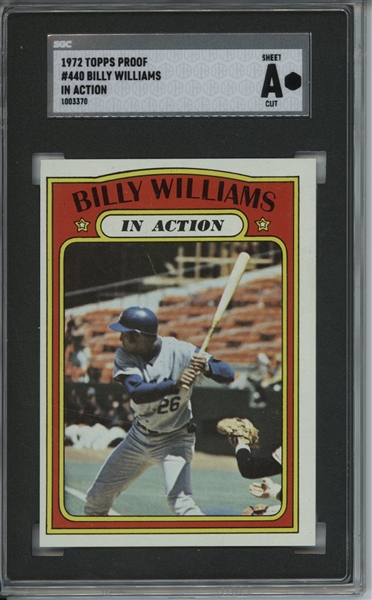 1972 Topps #440 Billy (Action) Williams 7 card progressive proof.
